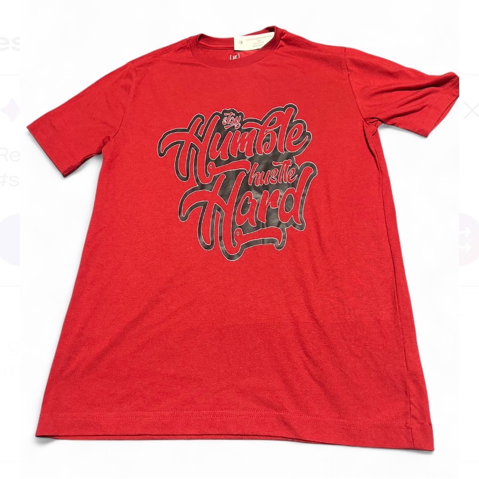 Red And Black Cotton Hustle Hard Streetwear Shirt Streetwear